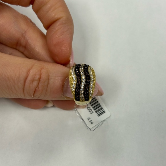 Suzy Levian Yellow Sterling Silver Brown & White CZ Half Band NWT - Picture 4 of 8